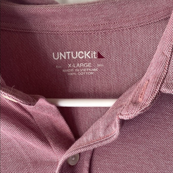 UNTUCKit Men's Casual Red Long Sleeve Pique Polo Button Down Shirt - Picture 2 of 6